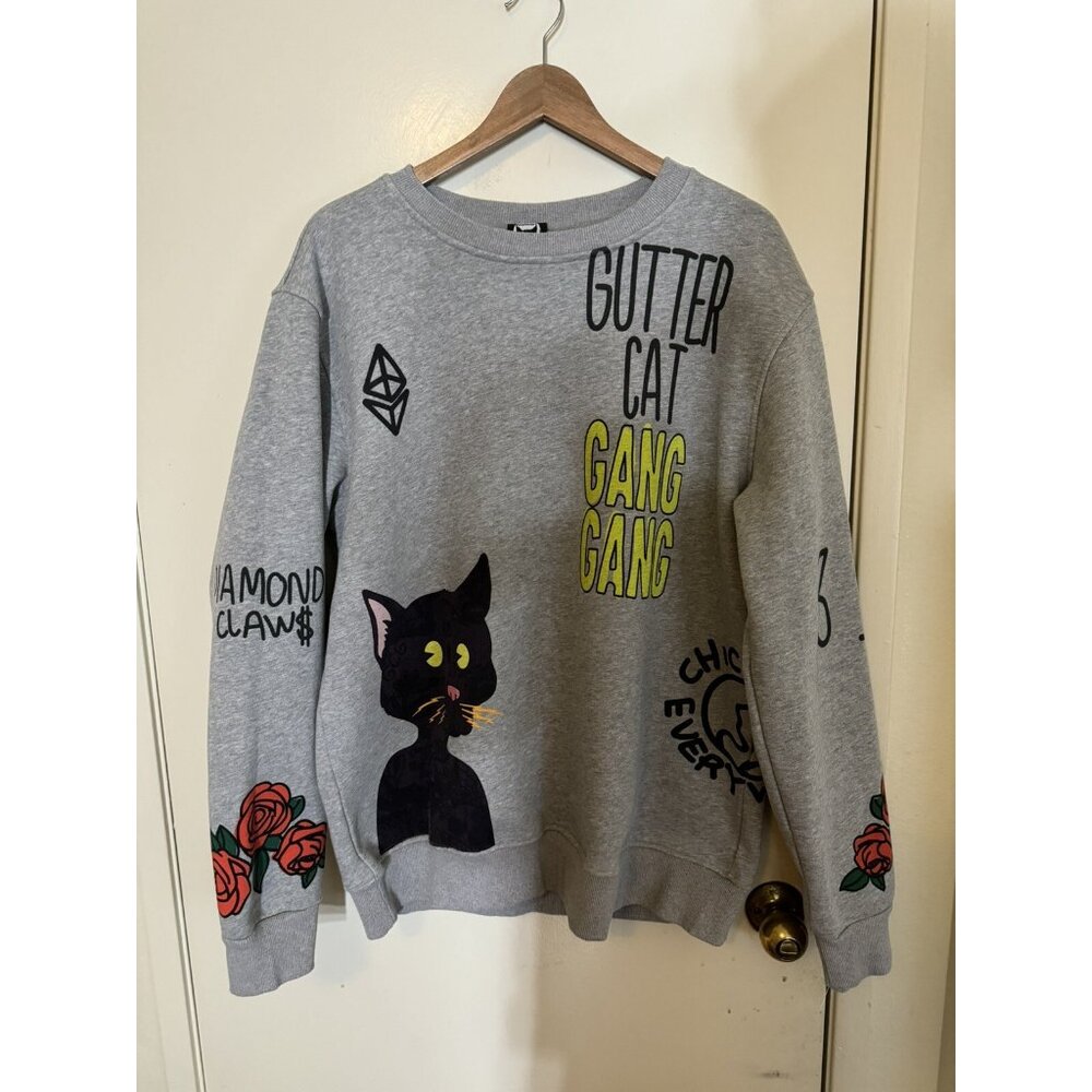 Jugrnaut Mens XL Gutter Cat Knit Sweater Streetwear